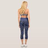 Blue Cheetah Pattern Modern Glitter Capri Leggings (Rückseite)