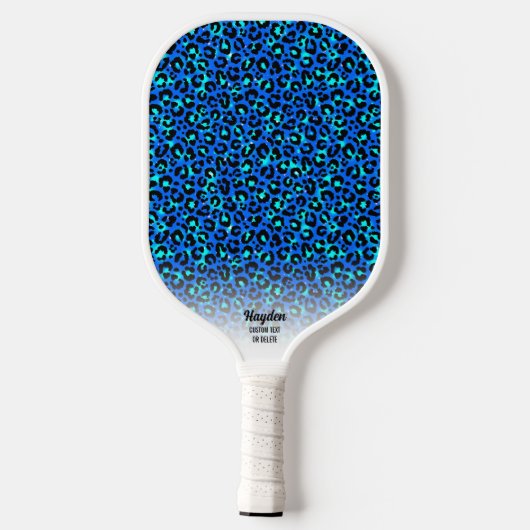 Blue Cheetah Print Animal Muster benutzerdefiniert Pickleball Schläger (Rückseite)