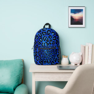 Blue Cheetah Print Bedruckter Rucksack