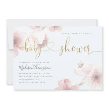 Blue Cherry Blossom Gold Script Blumenjungen Dusch