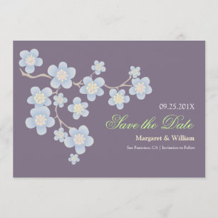 Blue Cherry Blossom Save the Date: Lila Date