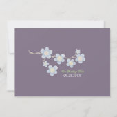 Blue Cherry Blossom Save the Date: Lila Date (Rückseite)