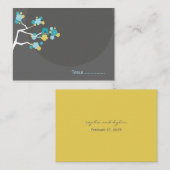 Blue Cherry Blossoms Love Bird Wedding Platzkarte (Vorne/Hinten)