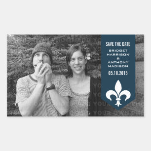 Blue Chic Blüh Banner Save the Date Sticker