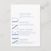 Blue Chic Botanical Boho Wedding Menu Cards Begleitkarte (Vorderseite)