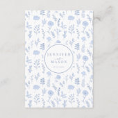 Blue Chic Botanical Boho Wedding Menu Cards Begleitkarte (Rückseite)