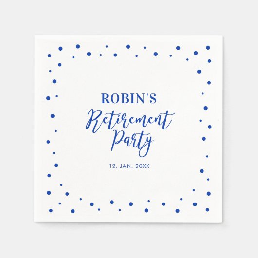 Blue Chic Confetti Modern Retirement Party Napkins Serviette (Vorderseite)