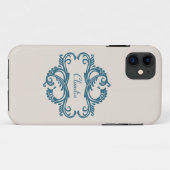 Blue Chic Damask BT iPhone 5 Fall Case-Mate iPhone Hülle (Rückseite (Horizontal))