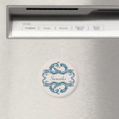 Blue Chic Damask Magnet (In Situ (Geschirrspüler))