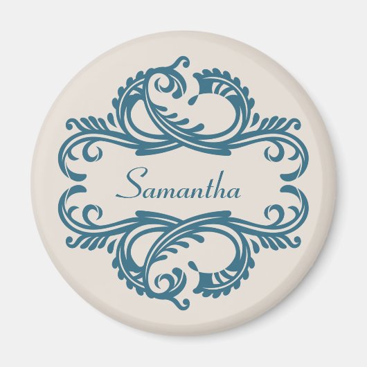 Blue Chic Damask Magnet (Vorne)