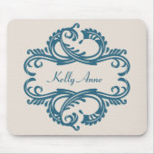 Blue Chic Damask Mousepad (Vorne)