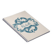 Blue Chic Damask Notebook Notizblock (Rechte Seite)