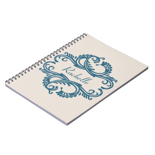 Blue Chic Damask Notebook Notizblock (Linke Seite)