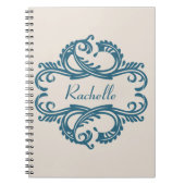 Blue Chic Damask Notebook Notizblock (Vorderseite)