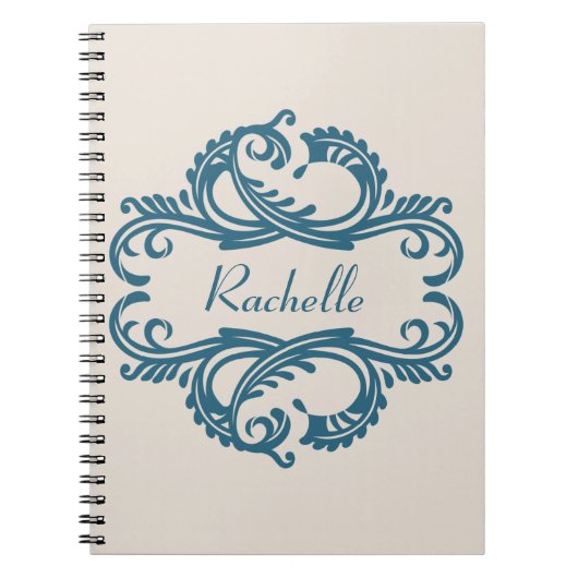 Blue Chic Damask Notebook Notizblock (Vorderseite)