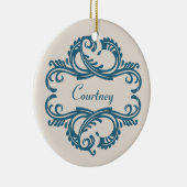 Blue Chic Damask Ornament (Rechts)