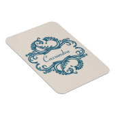 Blue Chic Damask Premium Magnet (Rechte Seite)