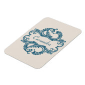 Blue Chic Damask Premium Magnet (Linke Seite)