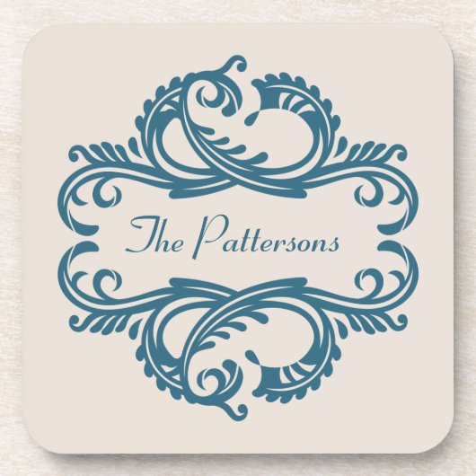 Blue Chic Damask Untersetzer Set (Vorderseite)