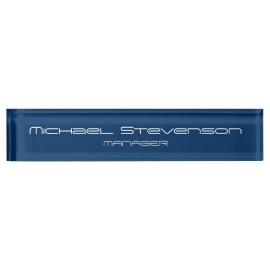 Blue Chic Elegant Modernes Schreibtisch Namplate Namensplakette (Vorderseite)