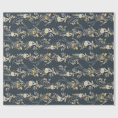 Blue Chic Gold Blume Urlaub Geschenkpapier (Flach)