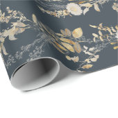 Blue Chic Gold Blume Urlaub Geschenkpapier (Rolleneckpunkt)