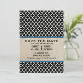 Blue Chic Quatrefolie Save the Date einladen (Stehend Vorderseite)