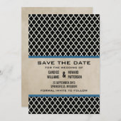 Blue Chic Quatrefolie Save the Date einladen (Vorne/Hinten)