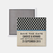 Blue Chic Quatrefolie Speichern Sie das Date Magne Magnet (Vorderseite/Rückseite)
