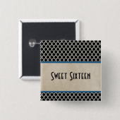 Blue Chic Quatrefolie Sweet 16 Button (Vorne & Hinten)