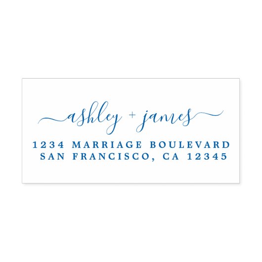 Blue Chic Script Names Wedding Rücksendeadresse Permastempel (Design)