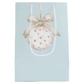 Blue Chic White Dots Bow Ornament Weihnachten Mittlere Geschenktüte (Rückseite)