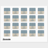 Blue Chic Zickzack Hochzeitsticker Quadratischer Aufkleber (Blatt)
