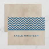 Blue Chic Zickzack Tischnummer Postkarte (Vorne/Hinten)