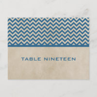 Blue Chic Zickzack Tischnummer Postkarte