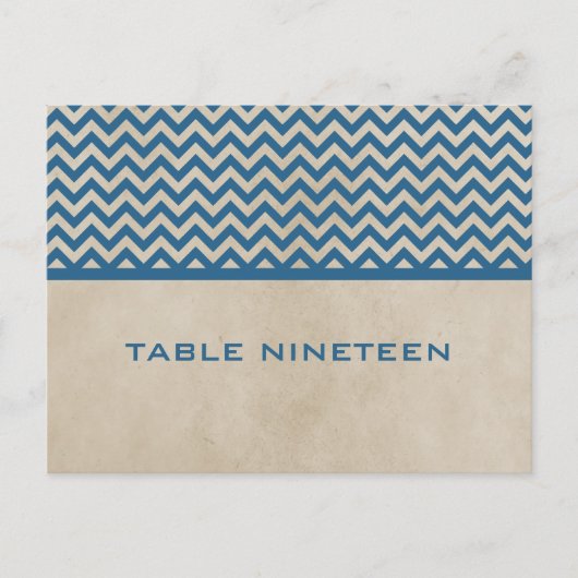 Blue Chic Zickzack Tischnummer Postkarte (Vorderseite)