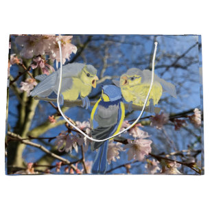 Blue Chickadee Mutter und Babys Ostern Große Geschenktüte
