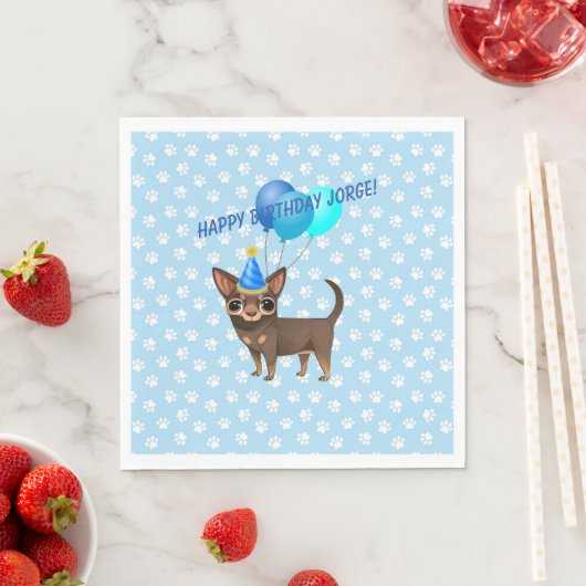 Blue Chihuahua Paper Party Napkins Serviette (Beispiel)