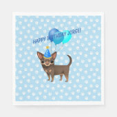 Blue Chihuahua Paper Party Napkins Serviette (Vorderseite)