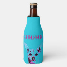 Blue Chihuahua Themed Flasche Cooler