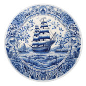 Blue China Inspiriert Nautical Ship Knob Keramikknauf (Vorderseite)