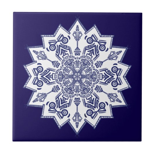 Blue China Mandela Fliese (Vorderseite)