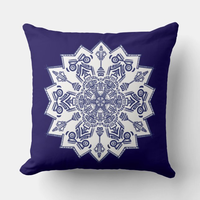 Blue China Mandela Kissen (Vorderseite)