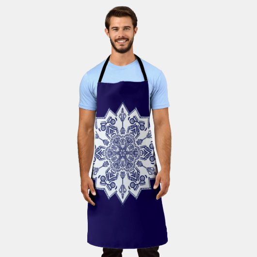 Blue China Mandela Schürze (Getragen)