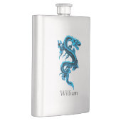 Blue Chinese Dragon Custom Flask Flachmann (Rechts)