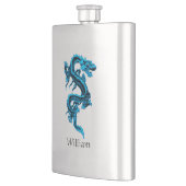 Blue Chinese Dragon Custom Flask Flachmann (Links)