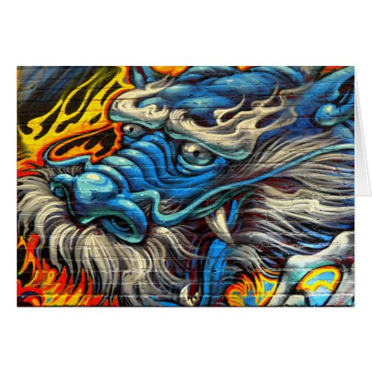 Blue Chinese Dragon Graffiti Jeden Anlaß Card (Vorderseite (Horizontal))