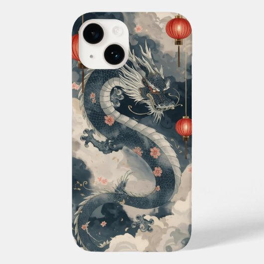 Blue Chinese Dragon Lanterns Case-Mate iPhone Hülle (Rückseite)