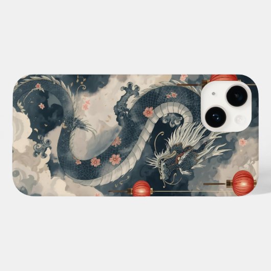 Blue Chinese Dragon Lanterns Case-Mate iPhone Hülle (Rückseite (Horizontal))