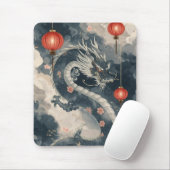 Blue Chinese Dragon Lanterns Mousepad (Mit Mouse)